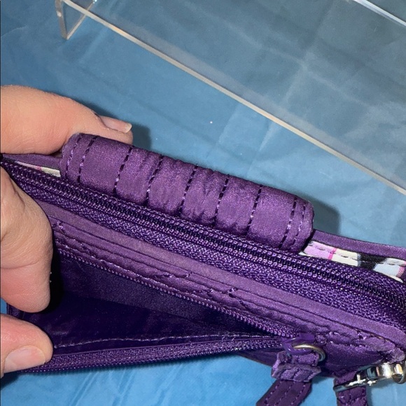 Vera Bradley Purple Quilted Wristlet and key charm - Picture 5 of 12